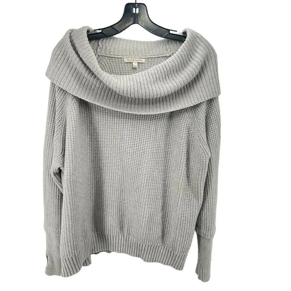 41 Hawthorn Womens Pullover Sweater Cowl Neck Thumbhole Knit Ribbed Gray 3X